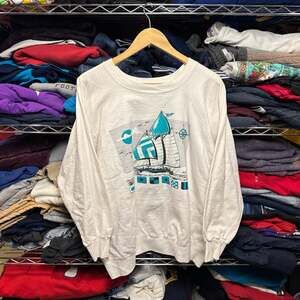Vintage 1980s Chrisjeanley Sailing Graphic Raglan Sweatshirt XL USA Made